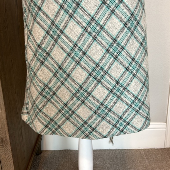Talbots | Green & Gray Wool Blend Checked A-Line Skirt | 14 - Picture 4 of 8